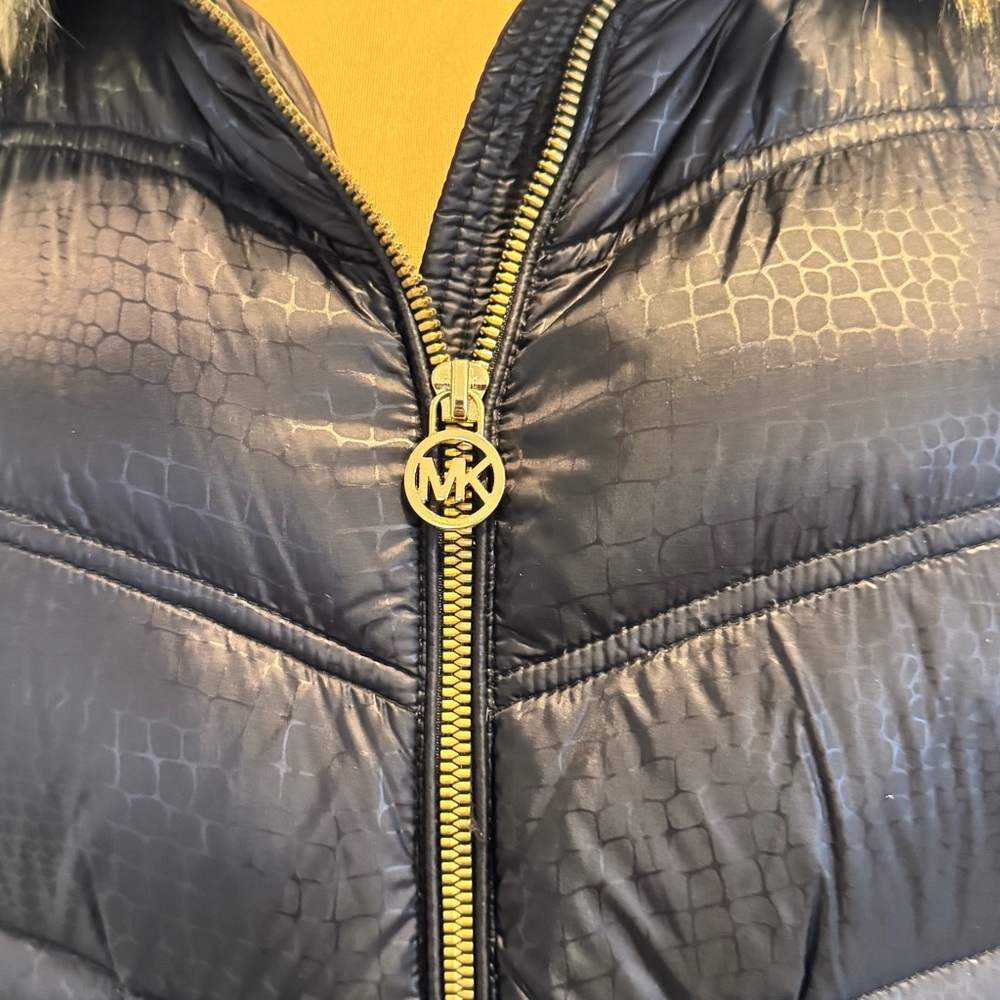 Michael Kors, black down puffer, parka fur lined hood coat jacket, XL - Picture 13 of 15